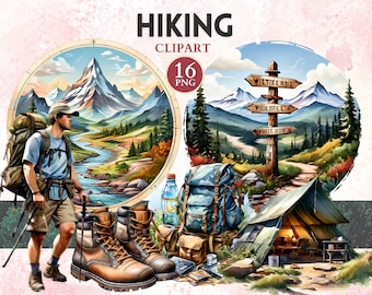 Hiking Clipart, Hiker Clipart, Hiker Png, Explore Png, Travel Icons, Mountain Vector, Hiking Graphics, Sport Image