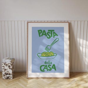 Retro Italian Pasta Print: Colorful Spaghetti Kitchen Wall Art (Digital Download A4 PDF/PNG