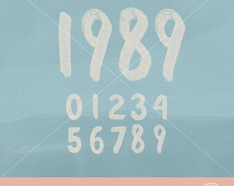 Font Numbers Version, PNG Merch Printing logo, Customize Handwriting Font Numbers