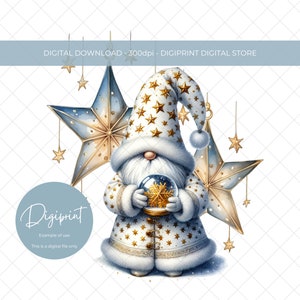 Design di sublimazione PNG di Natale oro Download digitale istantaneo Clipart di Natale Clipart di vacanze Natale PNG digitale Gnomo di Natale oro