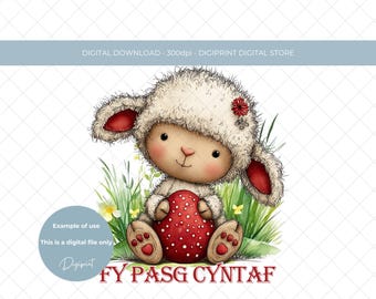 ウェールズの私の最初のイースター子羊 PNG、Fy Pasg Cyntaf の赤ちゃんクリップアート (デジタル ダウンロード)