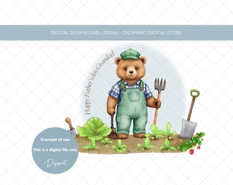 Happy Fathers day Grandad PNG Sublimation design, Gardening Father's Day Grandad card design, Father's day image for print, digital download
