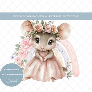 Lindo ratón de campo y flor Feliz Día de la Madre descarga instantánea digital clipart PNG Diseño de sublimación Mamá Mamá Tarjeta del Día de la Madre gráfico