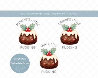 Christmas Pudding PNG Clipart Bundle, Our Little Pudding, Mummy's Little Pudding, Daddy's Little Pudding(Digital Download)