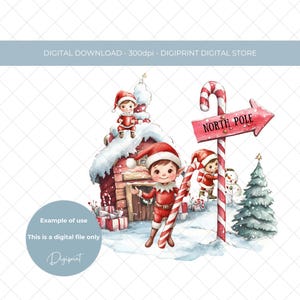 Elf bożonarodzeniowy z bieguna północnego cyfrowy PNG grafika świąteczna, plik clipart sztuczka elfa bożonarodzeniowego Elf bożonarodzeniowy projekt sublimacji do druku transferowego