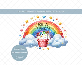 Thankyou for helping me grow sublimation PNG, Teacher appreciation PNG, Teacher thankyou clipart, end of school term thankyou teacher image