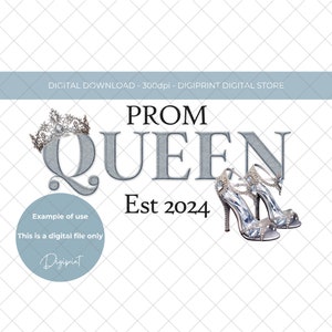 Prom Queen 2024 PNG, Girls prom sublimation clipart digital download, prom image for dress hanger, prom keepsake clipart, digital download