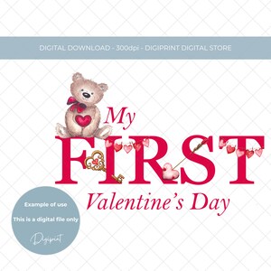 Mein erster Valentinstag, Babys erster Valentinstag PNG Sublimation Design, Valentinstag Clipart digitaler Download, Valentinstag Clipart PNG