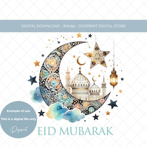 Eid Mubarak sublimation téléchargement numérique instantané, sticker Eid Mubarak pour impression, bébé premier Eid Mubarak clipart numérique Eid Mubarak