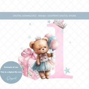 Teddy met kroon verjaardag baby eerste verjaardag nummer één afbeelding 1e verjaardag, prinses verjaardag sublimatie, digitale download clipart png PNGEgg