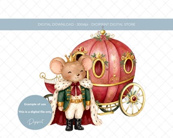 Christmas Sugar Plum Fairy Carriage PNG, Nutcracker Mouse Clipart (Digital Download)