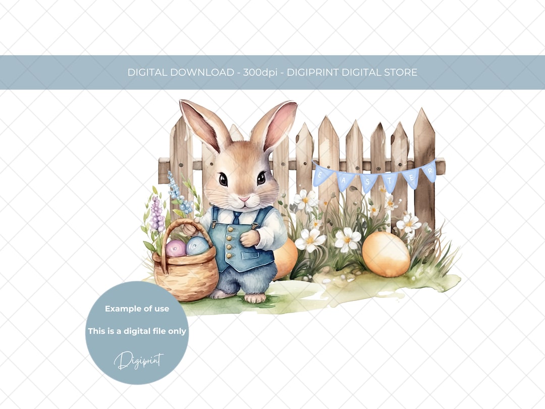 Bunny Rabbit Easter Sublimation Design, Easter Bunny PNG, Spring Easter ...
