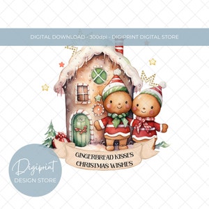 Peperkoekkussen en kerstwensen ontwerp, ronde kerstornament png, kerstvakantie digitale download, peperkoek clipart