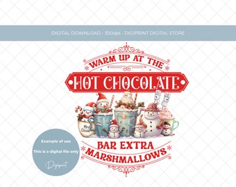 Cioccolata calda di Natale PNG, cioccolata calda PNG, Stazione di cioccolata calda Download digitale, Clipart di Natale Clipart di festa, PNG di festa di Natale