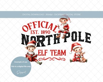 Christmas Elf PNG Graphic, North Pole Design (Digital Download)