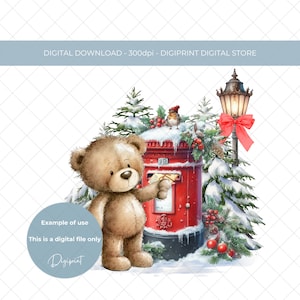 Carta ao Papai Noel transferência digital imagem clipart floresta cena do Papai Noel PNG para impressão gráfico de sublimação para impressão infantil PJ caixa de véspera de Natal