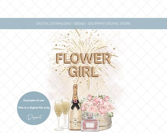 Flower Girl Champagne Flowers PNG, Wedding Thank You Clipart (Digital Download)
