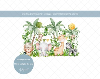 Baby safari animals birthday image, baby animal wild safari birthday,  baby animal jungle birthday sublimation PNG clipart digital download