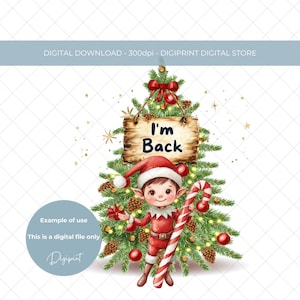 Illustration numérique de Noël de lutin de Noël PNG, mignon clipart de lutin de Noël, conception de sublimation de lutin de Noël pour le transfert d'impression