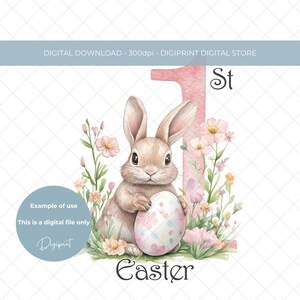 Baby pink first Easter bunny Sublimation design, Easter bunny PNG,  1st Easter image for baby girl, 1st Easter decal digital image transfer