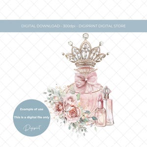 Perfume floral para niñas, artículos de belleza, transferencia de imagen digital para cumpleaños, para hacer tarjetas, regalos de cumpleaños personalizados, cumpleaños de niñas adolescentes, PNG