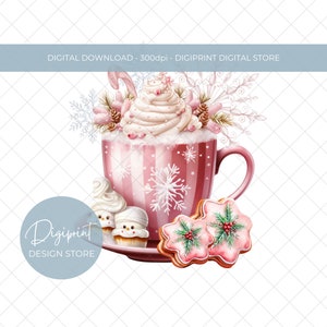 Christmas hot chocolate PNG, hot cocoa PNG, sublimation design, Instant Digital Download, Christmas Clipart, Holiday Clipart, Christmas PNG