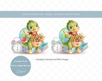 First Day At Nursery School PNG, Dinosaur Clipart (Digital Download)