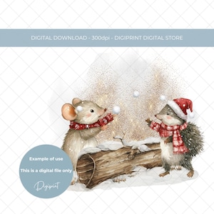 Navidad Santa saco bosque transferencia digital imagen prediseñada escena PNG para imprimir gráfico de sublimación para niños Nochebuena PJ caja de regalo