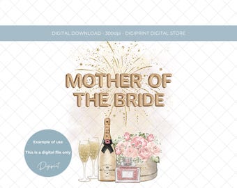 Mother Of The Bride Girl Champagne Flowers PNG, Wedding Thank You Clipart (Digital Download)