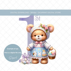 Baby purple first Easter bunny Sublimation design, Easter bunny PNG, 1st Easter image for baby girl, 1st Easter decal digital image transfer