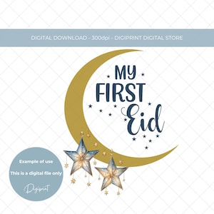 Mon premier Eid Mubarak PNG pour bébé, téléchargement numérique instantané Eid Mubarak par sublimation, sticker Eid Mubarak pour impression, premier Eid Mubarak numérique pour bébé