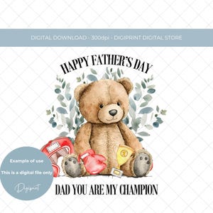 Feliz dia dos pais boxe clipart digital PNG Dia dos pais pai você é meu campeão gráfico digital Dia dos pais urso sublimação gráfico decalque