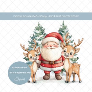 Polo Nord carino Babbo Natale renna digitale PNG Grafica di Natale Polo Nord, Carino renna di Natale clipart, Immagine della vigilia di Natale per bambino PNG