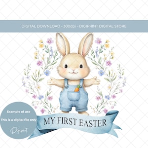 My first Easter bunny digital graphic Sublimation design, Easter bunny PNG, 1st Easter image for baby, 1st Easter decal digital download