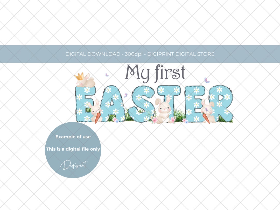 Baby Boy First Easter Bunny Sublimation Design, Easter Bunny PNG, 1st ...