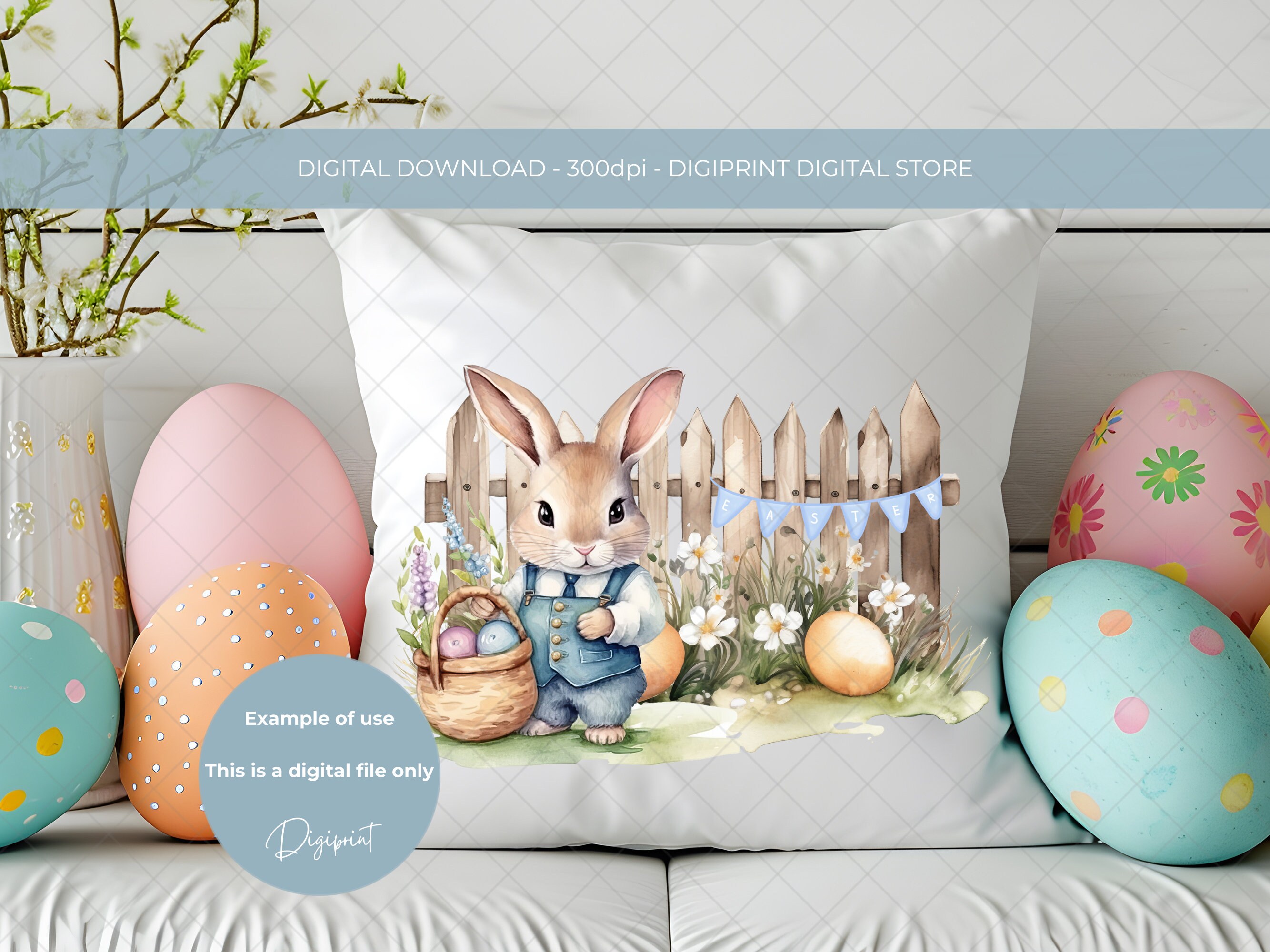 Bunny Rabbit Easter Sublimation Design, Easter Bunny PNG, Spring Easter ...