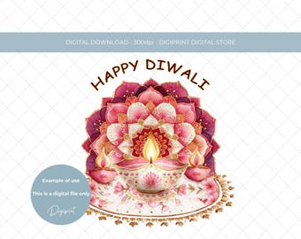 ディワリ祭の光の祭典 PNG、水彩画風クリップアート（デジタルダウンロード）