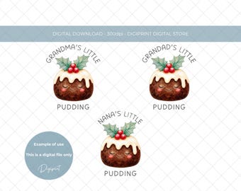 Christmas Pudding PNG Clipart Bundle, Our Little Pudding, Grandma's Little Pudding, Grandad's Little Pudding(Digital Download)