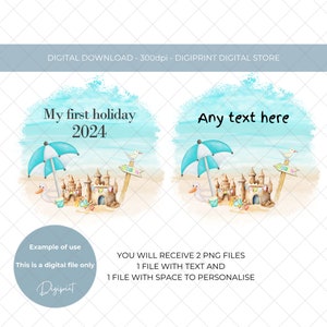 My first holiday beach PNG, kids first holiday transfer image, holiday vacation sublimation PNG digital image clipart, holiday print graphic