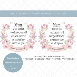 Eu te amarei para sempre Dia das Mães PNG Design de sublimação Download digital instantâneo, clipart do Dia das Mães Guirlanda floral Design do dia das mães