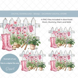 Mamá Mamá Mamá Nan jardín de verano digital PNG clipart del Día de la Madre, diseño de cumpleaños de mamá Mamá Mamá Nan jardín impresión por sublimación fabricación de tarjetas
