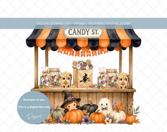 Halloween Candy Stand Clipart, Fall Halloween Sublimation Design (Digital Download)