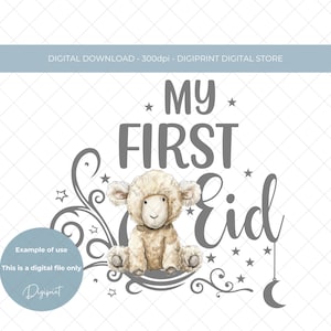Mon premier Eid Mubarak PNG pour bébé, téléchargement numérique instantané Eid Mubarak par sublimation, sticker Eid Mubarak pour impression, premier Eid Mubarak numérique pour bébé