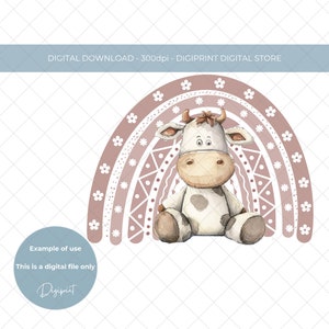 New baby cardmaking design, New baby watercolour cow sublimation PNG, New baby transfer Design instant digital download, nursery print PNG