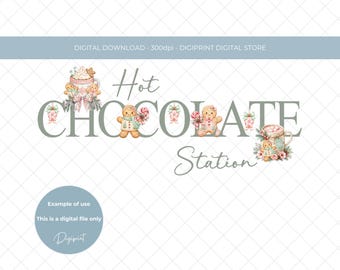 Christmas Hot Chocolate Gingerbread Hot Cocoa Station PNG, Holiday Clipart (Digital Download)