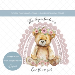 Thankyou for being our flower girl PNG, Wedding sublimation PNG clipart, Flower girl digital print,  Flower girl image digital download