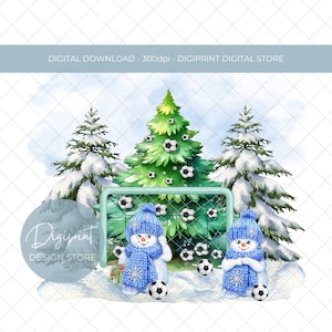 Lot de 3 fichiers PNG Football personnalisé Design par sublimation Clipart Noël vacances Clipart Noël football numérique clipart bonhommes de neige