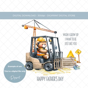Gelukkige Vaderdag bouw PNG, Vaderdag als ik groot word digitale print, Vaderdag bouw beer sublimatie overdracht PNG sticker
