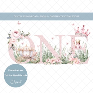 Mädchen rosa Prinzessin 1.Geburtstag Bild, rosa Prinzessin Kutsche Clipart, Mädchen 1.Geburtstag Bild Mädchen Geburtstag Prinzessin digitaler Download