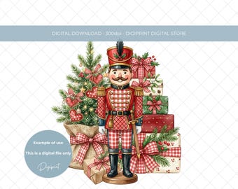 Watercolour Nutcracker Toy Soldier Christmas PNG: Holiday Nutcracker Clipart (Digital Download)